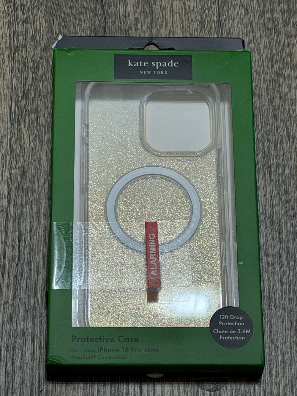 kate spade Gold Glitter MagSafe iPhone 16 Pro Max phone case